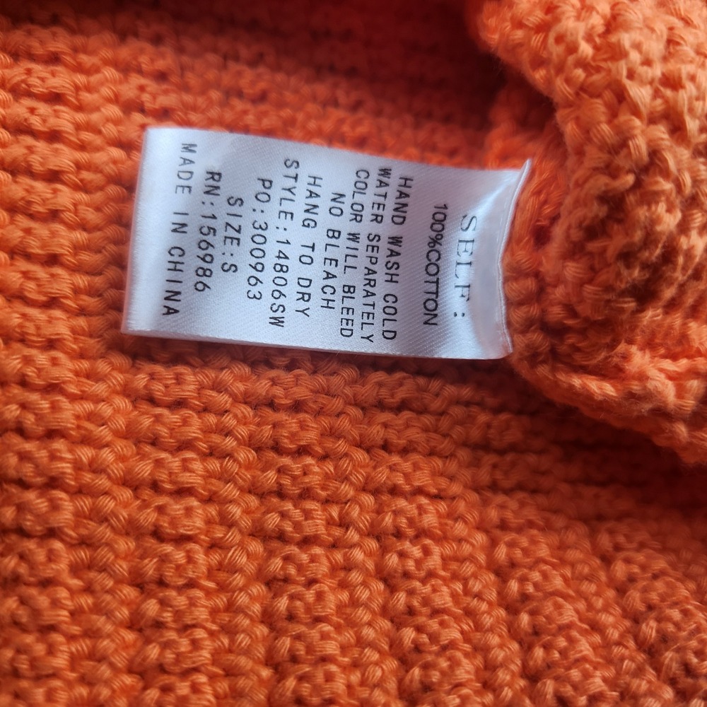 Idem Ditto Orange Cotton Ribbed Knit Cropped Sweater Vest Scalloped Trim Small - Picture 5 of 6